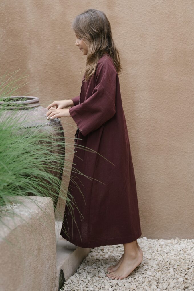 Scalloped Bisht Set - Maroon