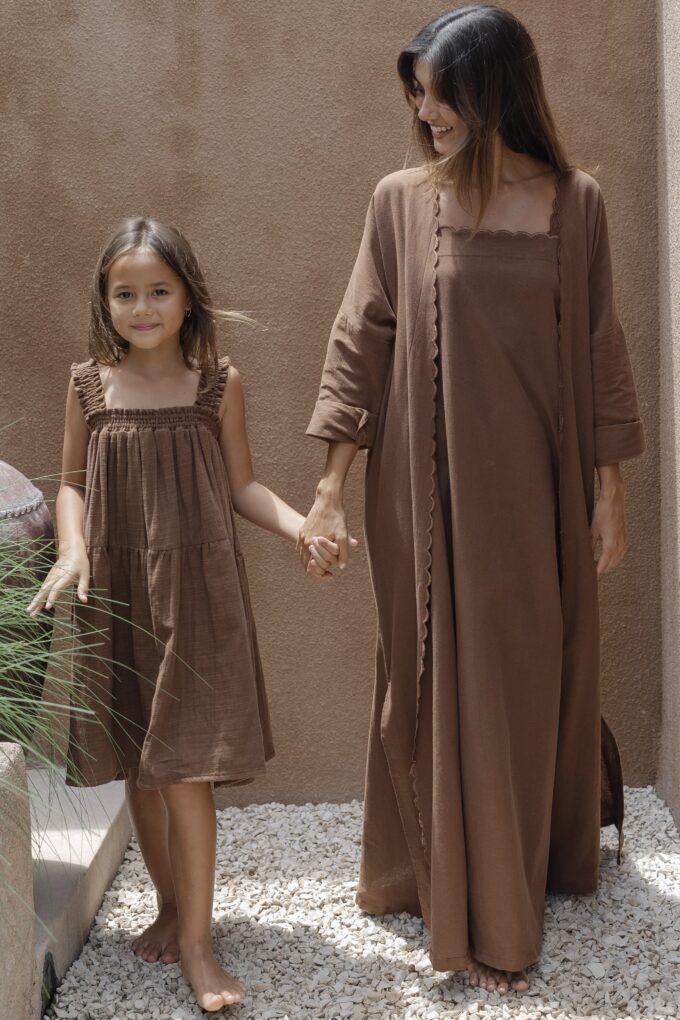 Bisht Dress Set - Brown