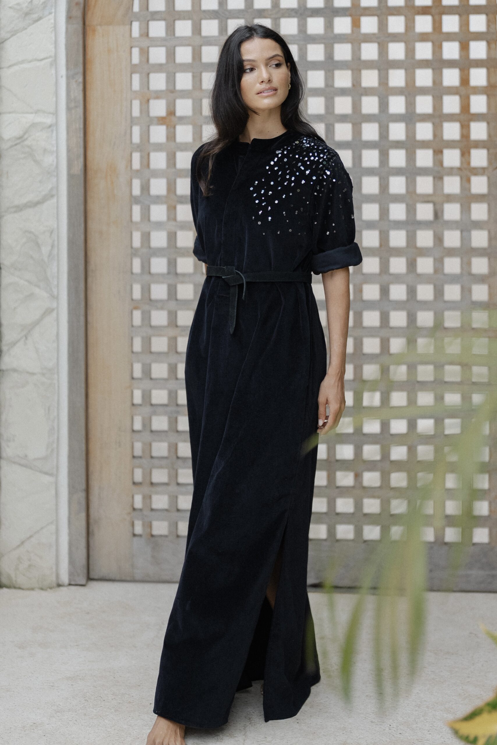 Women’s Velvet Kaftan - Sequins - Image 4