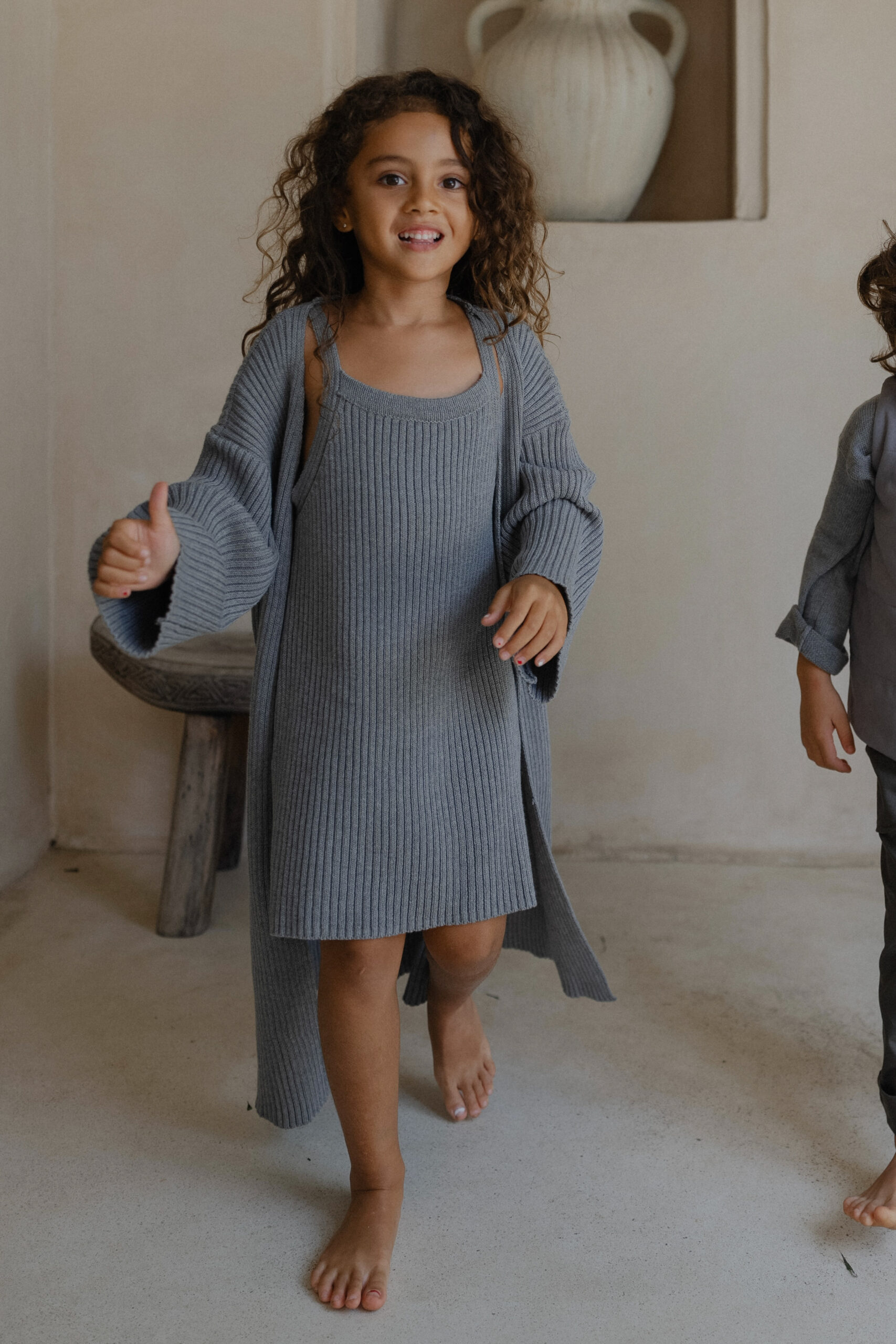 Cozy Bisht Kaftan - Dove Grey - Image 3